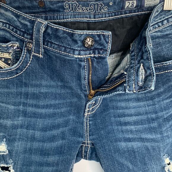 Miss Me Buckle Easy Boot Cut Stretch Bling Pocket Distressed Jeans W-860 Sz 28 - Picture 4 of 13